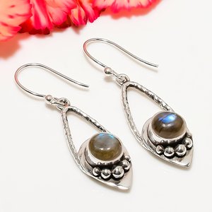 Pendientes de Plata de Ley 925 con Piedras Preciosas Naturales, Amatista, Labradorita, Larimar, Ojo de Tigre Amarillo, Pendientes Colgantes para Mujer - Product Image 4