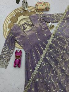 Indian Pakistani Beautiful Designer Anarkali Silk Fabric Fancy Printed <b>Party</b> Wear Floral Gown Traditional Women Ethnic Wear - Product Image 5