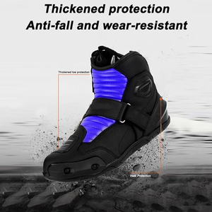 Bottes de moto imperméables, bottes de moto pour hommes en cuir, chaussures de course de moto toutes saisons - Product Image 4
