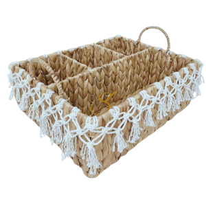 Laquedecraft <b>Wicker</b> 4-section Water Hyacinth <b>Storage</b> <b>Basket</b> <b>for</b> Organizing Bathroom Kitchen <b>Shelves</b> Supplies Organization - Product Image 3