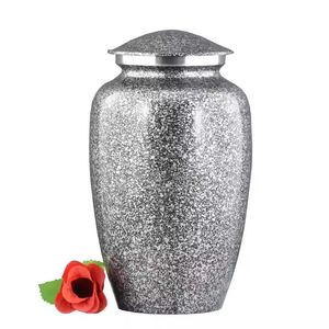 Urne funéraire de luxe en cuivre, en gros, avec motif mains en prière argentées et finition émail poli, pour commémoration en vrac - Product Image 3