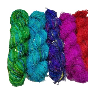 Himalaya 100% <b>Silk</b> <b>Fiber</b> Recycled Dyed Hand Knitting Blended Yarn Approx 2.5/1 High Tenacity Handing Scarf for Embroidery Sewing - Product Image 3