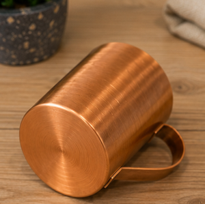Artisan Ribbon Solid <b>Copper</b> <b>Mug</b> with Flat Comfort Handle Eco-Friendly Drinkware Home Use Vintage Style Drinkware - Product Image 1