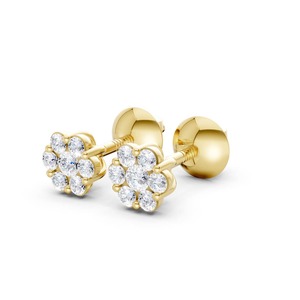 Pendientes de Diamantes de Oro Amarillo de 9K Más Vendidos para Mujer, Pendientes de Botón Redondos Brillantes, Joyería Fina de Lujo para Boda - Product Image 5