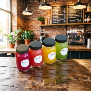 Botellas de Vidrio de 2 oz (<span class=keywords><strong>60</strong></span> <span class=keywords><strong>ml</strong></span>) con Tapas Negras, Frascos Pequeños Transparentes para Bebidas Saludables, Botellas de Vidrio Mini de Boca Ancha para Viajes - Product Image 1
