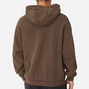 Wholesale 400 Grams Oversize Zipper-Up Plain Dyed Men's Winter Fleece Hoodie 100% Cotton Hip Hop <b>Waterproof</b> - Product Image 2