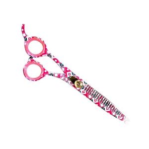 Ciseaux à effiler à motif géométrique rose, lame en acier inoxydable, 30 dents, pour droitiers, ciseaux de coiffure à long manche - Product Image 6