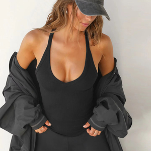 Camiseta sin mangas ajustada para mujer, ropa de gimnasio, chaleco deportivo, cuello alto, acanalado, para correr, ecológico, transpirable, con logo frontal, verano 2026 - Product Image 3