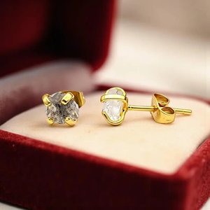 Natural Herkimer Quartz Raw <b>Stud</b> <b>Earrings</b> Dainty Crystal 18K Gold Plated Jewelry for Women - Product Image 2