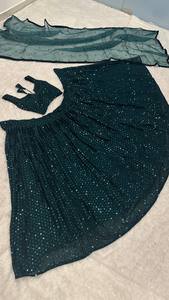 Lehenga Choli Dupatta de Diseño Indio Elegante para Mujer, Inspirado en Bollywood, para Bodas y Fiestas, en Faux Georgette de Secado Rápido, Gran Venta - Product Image 6