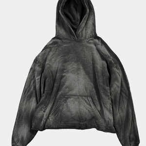 Sweat-shirt à capuche noir surdimensionné personnalisé, streetwear, en coton molletonné, fournisseur OEM ODM, vente en gros - Product Image 6