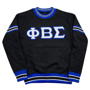 Sweat-shirt à col rond en chenille noire Phi Beta Sigma, vêtements de fraternité grecque avec un design chenille classique, confort et style - Product Image 4