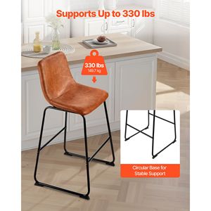Set Moderno di 4 Sgabelli da Bar Altezza 26 Pollici con Facile Montaggio, Seduta in Pelle PU, Schienale e Gambe in Metallo per Bar - Product Image 2