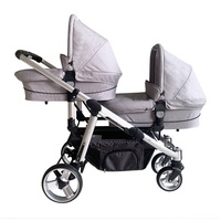 Cochecito Doble Plegable Compacto Clásico VICO de Aleación de Aluminio y Tela, Convertible, con Ruedas Traseras Grandes, Frenos y Arnés de 5 Puntos, Certificado EN