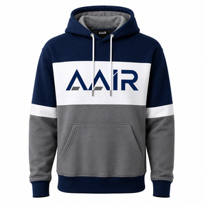 เสื้อฮู้ดผู้ชาย AAIR ดีไซน์สีตัดต่อ โลโก้ด้านหน้า สวมใส่สบายในฤดูหนาว ทรงปกติ ผลิตจากผ้าโพลีเอสเตอร์ผสมฝ้ายเฟรนช์เทอร์รี่ - Product Image 2