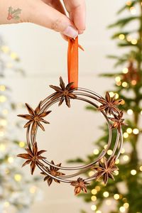 Christmas Wreath Metal Christmas Wreath Ornament With <b>Star</b> Anise Decor Circle Shape Handicraft Decoration - Product Image 1
