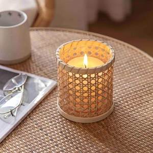 Farol de Vela Hecho a Mano con Fibra Natural, Cesta de Mimbre, Centro de Mesa Rústico, Decoración Boho para el Hogar, Iluminación Decorativa - Product Image 3