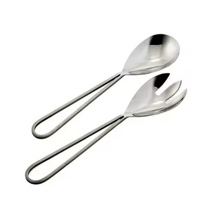 Kitchen Tool Metal Salad Server Set Stainless Steel Salad <b>Serving</b> <b>Spoon</b> Fork Kitchen Dining Table Use - Product Image 1