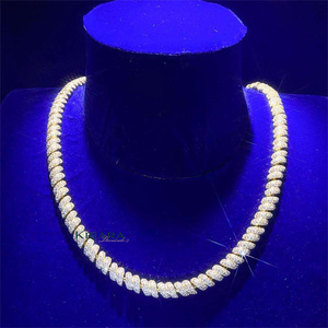 Moissanite Tennis Necklace S925 <b>Silver</b> Rhodium Plated Twisted Singapore <b>Chain</b> Unisex Luxury Everyday Wear - Product Image 2