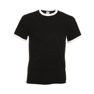 Men's Yellow T-Shirt Short Sleeve O-Neck Contrast <b>Trim</b> Regular Fit Casual Solid Color Knitted <b>Fabric</b> - Product Image 4