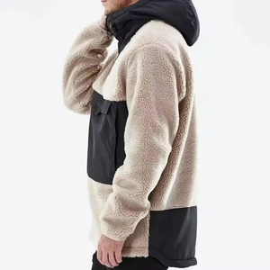 Sweat-shirt à capuche en polaire sherpa pour homme, coupe oversize, coupe-vent, color block, décontracté, pour l'hiver - Product Image 2