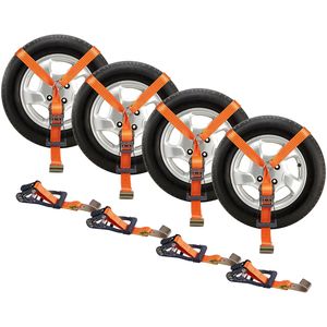 Cinghie per Pneumatici 2'' x 120'' Kit di Fissaggio Carico Stile Lasso, Carico di Lavoro 5512 LBS, Resistenza alla Rottura 11023 LBS, Cinghie a Cricchetto Piatte - Product Image 1