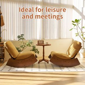 Sedia a Dondolo di Alta Qualità con Telaio in Legno Massello e Rivestimento Imbottito per Diverse Ambientazioni, Ideale per il Soggiorno - Product Image 3