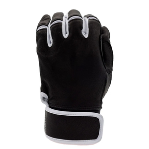 Pro Black White Baseball Batting Gloves | Genuine Cowskin Leather Heavy Hitter Protective Custom Team Batting Gloves - Product Image 6