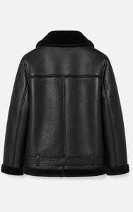 Veste en cuir pour homme, coupe ajustée, col rabattu avec fermeture éclair en fausse fourrure - Product Image 5