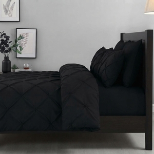 Black Pintuck <b>Quilt</b> Cover 3 Piece 100% Cotton T-150 All Season Home Use Simple Style - Product Image 3
