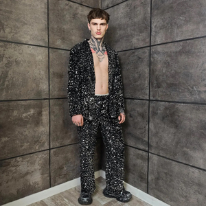 Ensemble de soirée glamour haut de gamme 2 pièces : veste et pantalon, prix raisonnable, OEM ODM, tenue de club - Product Image 4