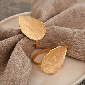 Leaf Shape Brass Napkin <b>Rings</b> Modern Table Decoration 4.5cm Width - Product Image 3