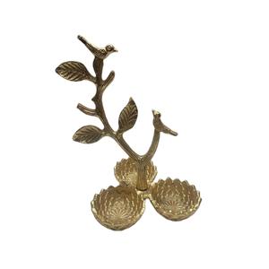 Plateau de service décoratif en métal doré en forme d'oiseau pour fruits secs avec bols, idéal pour la décoration de la maison et des repas - Product Image 1