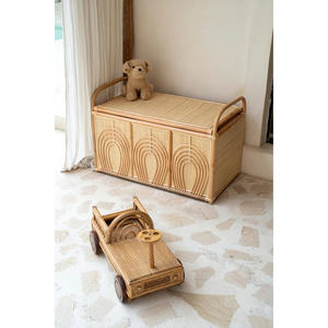 Banc de rangement élégant en rotin tressé à la main pour enfants, motif arc-en-ciel, en osier naturel, multifonctionnel, pour jouets, fabrication OEM/ODM au Vietnam, vente en gros - Product Image 6