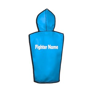 Chaleco con Capucha Azul Cian para Boxeo, Chaqueta sin Mangas para el Ring, Chaqueta Personalizada con Nombre de Equipo Sublimado para Luchadores - Product Image 3