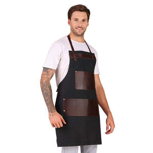 Tablier en cuir vintage couleur cognac, tablier de boucher en cuir pleine peau à une sangle, tablier en cuir personnalisé avec logo - Product Image 6