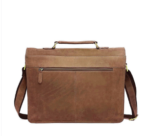 Sac à bandoulière classique en cuir véritable avec fermeture éclair, unisexe, grande capacité, usage quotidien, marron - Product Image 2