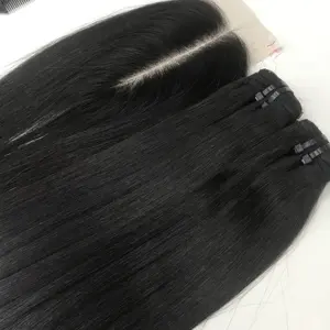 Wholesale Price 12A Vietnamese Luxury Bundle Hair Extensions Bone Straight Natural Color Genius Weft Cuticle Aligned