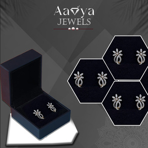 Boucles d'oreilles élégantes en diamant pour femmes, certifiées, créées en laboratoire, or 14 carats, bijoux fins de luxe, fournisseur indien - Product Image 4