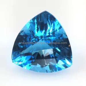 Piedra de Topacio Azul suizo natural de 8mm, piedras preciosas calibradas sueltas con forma de trillón facetado, comprar en línea, al por mayor precio de fábrica, proveedor - Product Image 2