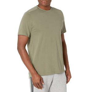 T-shirt ajusté pour homme en coton mélangé vert olive, col rond, vêtements de sport, coupe slim, étiquette privée personnalisée - Product Image 1