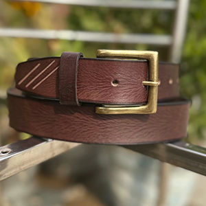 Cinturón Clásico Formal para Hombre, Hecho a Mano con Cuero Genuino de Vaca, con Detalle Bordado y Hebilla de Hierro, 3.5cm de Ancho, 120cm de Largo - Product Image 3