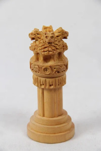 Premium Wooden Ashoka Stambh Showpiece Handmade Decorative Statue for Home Office and <b>Desk</b> Decor - Product Image 1