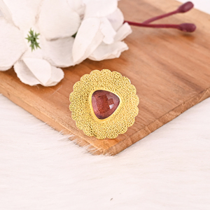Pink Tourmaline Hydro Brass Gemstone <b>Ring</b> for Women Gold Plated <b>Adjustable</b> Trendy Jewelry - Product Image 3