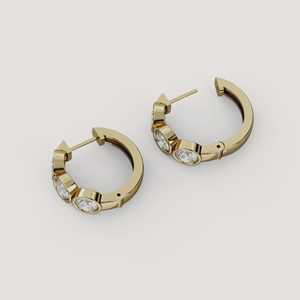 Diamond Hoop <b>Earrings</b> Bezel Set Round Cut Lab Grown Minimalist Everyday Wear Classic <b>Huggies</b> Pairs  14K 18K Solid Gold Wholesale - Product Image 3