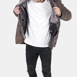 Vêtements d'extérieur en cuir et fourrure élégants pour hommes, mode d'hiver haut de gamme, vente en gros, manteau en fourrure pour hommes de qualité supérieure - Product Image 5
