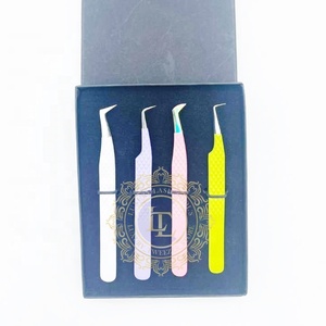 ที่หนีบขนตาสแตนเลสแบบมืออาชีพที่ติดเพชรที่ต่อขนตาสีรุ้งเคลือบผงได้หลายจุดฉลากตามต้องการ - Product Image 6