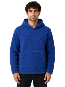 Blue <b>Sherpa</b> <b>Fleece</b> Hoodie <b>Men</b> Pullover Hooded Sweatshirt with Pocket Casual Winter Wear Heavyweight <b>Sherpa</b> <b>Fleece</b> Pullover Hoody - Product Image 1