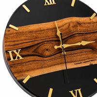Jam Dinding Jarum Kayu Modern Buatan Tangan 12 Inci |   Jam Dinding Bundar Dekoratif Satu Sisi untuk Ruang Tamu & Kantor
