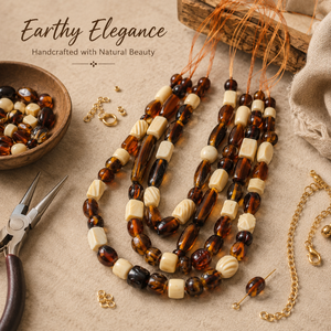 Decorative Brown Plain Glass Loose Beads Mixed Shape and Size Strand for DIY <b>Bracelet</b> Necklace | <b>Anklet</b> Earrings and Art Craft - Product Image 4